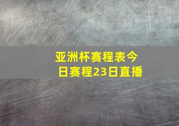 亚洲杯赛程表今日赛程23日直播