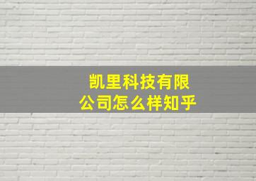 凯里科技有限公司怎么样知乎